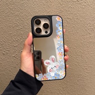 case for iphone X xsmax 11 12 13 14 15 16 Pro Max Plus Series Blue flower bunny pattern transparent 