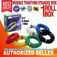 WIREMAX 99.9% PURE COPPER THHN/THWN STRANDED WIRE 8/7 8.0mm (100 METERS/1BOX)