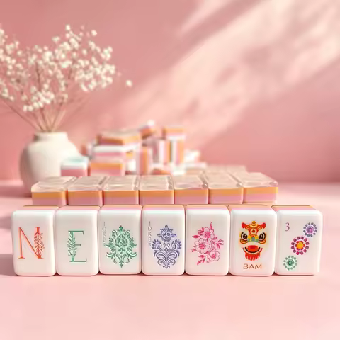 Acrylic Mahjong Tiles Luxury Engraved American Mahjong Set 4 Layer Board Games Travel MahJong Sets