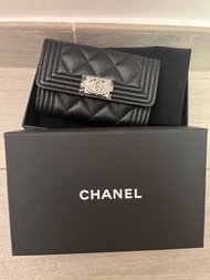 Chanel boy card holder 黑色銀扣