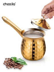 1入土耳其希臘阿拉伯咖啡壺,不銹鋼爐頂咖啡壺,有把手的錘紋咖啡壺伊布利克,帶嘴的咖啡壺煮沸器,加熱的奶,奶罐,奶油融化壺。
