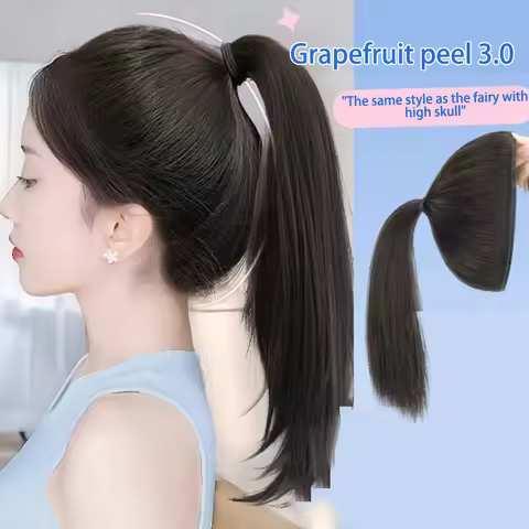 35cm Pomelo Skin Wig Meatball Head High Ponytail High Cranial Crest Panfa Artifact Fluffy And Natura