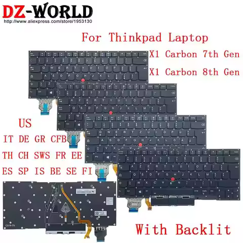 US IT HU DE GR CFB TH CH SWS FR EE ES SP IS BE SE FI Backlit Keyboard for Lenovo Thinkpad X1 Carbon 