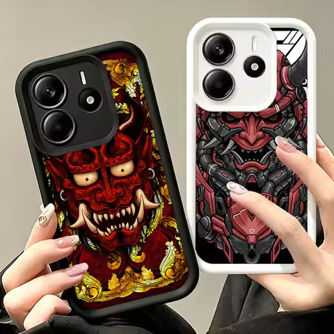 Japanese Cool Skeleton Samurai oni Mask Phone Case For Xiaomi Poco M8 X7 X6 X5 M7 Pro F8 F7 15T Ultr