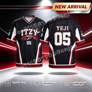 Kpop ITZY Midzy Yeji 05 Color Block V Neck Sports Jersey Breathable Top Family Matching Parent Child