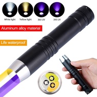 3 LED 365nm/395nm Light Source Gemstone Identification UV Flashlight