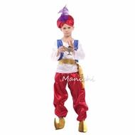 Kids Boy Set Aladdin Hat, Shoe,Costume 3IN 1 (Not include Lamp)
