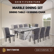 [SARAWAK] Rectangle Marble Dining Set with 8 Seater / Set Meja Makan Marble Panjang 8 kerusi[FREE DELIVER / 大理石餐桌 / 厨房家具