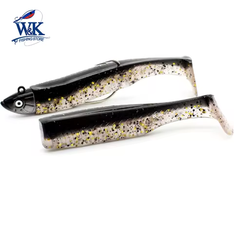 Weedless Minnow 7cm Soft Bait with 6.5g Jig Head M07 Fishing Lures for Bass Rock Fishing Hook as Bla