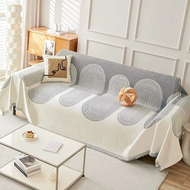 {QW Sofa Cover} 【Pet family】 Middle East Chenille sofa cover cloth anti-cat scratch advanced gray s