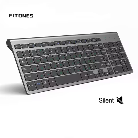 Portable Full Size Wireless Keyboard Gray USB Stable Connection for Notebook Computers PC Compatible