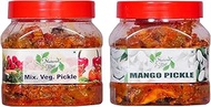 Natural Diet Combo of Organic Mothermade Mixed Pickle Achaar (Mixed Vegetable Mango Lime Green Chill
