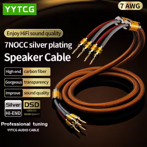 7N OCC HiFi Speaker Cable High-end HIFI Silver-plated Speaker Cable Banana to Banana Plug Speaker Ca