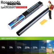 ROSEGOODS 1Roll 50x3m Window Tint Film, Solar UV Protection Sun Shade Car Foils, Durable Scratch Resistant Black VLT 1%-50% Glass Sticker Windshield