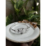 999 Pure Silver Flower adjustable Bangle 999足纯银花卉可调整银镯子