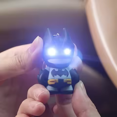 6cm The Dark Knight Rises Figures Eyes Glow Batman Keychain Periphery Q Version Ornaments Collection