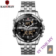 KADEMAN K9076 Motion Word Double Inserts LCD Backlight Alarm Clock Waterproof Steel Alloy Electronic Meter Men's Watch