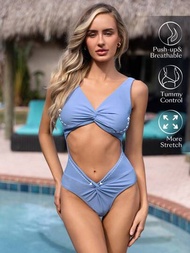 SHEIN Swim Chicsea 女用鏤空腰部細節婚禮連身泳衣