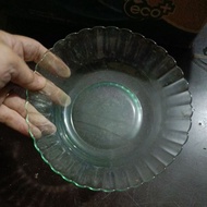 HIJAU 7" glass plate, green cake plate, size 16x16x3cm, glass plate