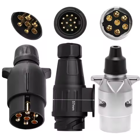 12V 7/13 Pin Trailer Plug Socket Set Plug Trailer RV Plug Socket Car Trailer Coupling Connector EU P