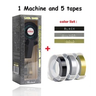 DIY Mini Portable Manual Label Maker with 5 Rolls Refill tape Plastic PVC 9mm Label Tapes for Motex 