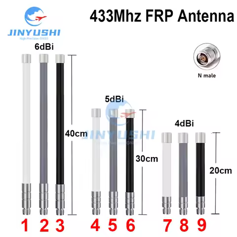 1Pcs 433Mhz FRP Fiberglass Antenna High gain 6dbi N Male Outdoor Waterproof Base 433M Lora Antenna