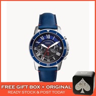 [ORIGINAL] [F BRAND] FS5373 Grant Chronograph Blue Leather Men Watch Jam Tangan Lelaki