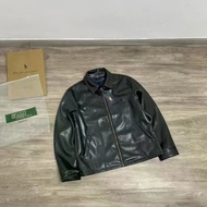 CK4P RL * Pure Color Exquisite Ten Thousand Needle Embroidered Lychee Pattern Lapel Leather Jacket U