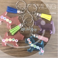 handmade name keychain customise, customize 3D terrier puppy dog class tag for kids Christmas Birthday Friendship gift