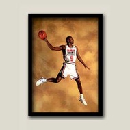 Michael Jordan麥可喬丹裝飾畫NBA籃球明星傳奇人物掛畫有框畫臥室收藏畫樣品屋掛畫空間設計壁畫