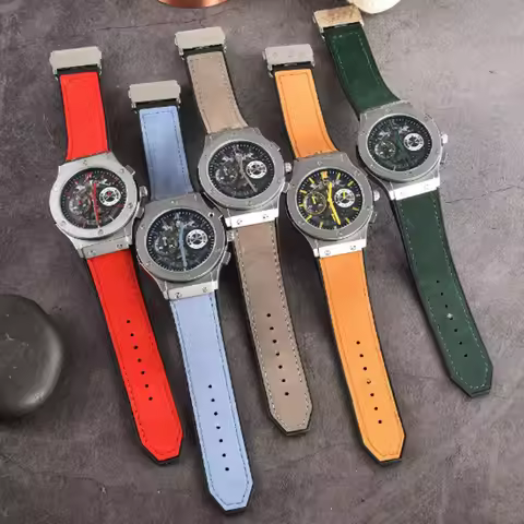 Watch accessories rubber bottom genuine leather strap suitable for Hublot strap, unisex Hublot Big B