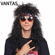 VANTAS 70s 80s Rockstar Wig, Long Punk Halloween Party Cosplay Wig, Curvy Fluffy Mullet Wig