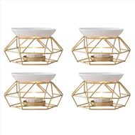 (CSID) {0} 4X Ceramic Fragrance Lamp Essential Oil Burner Metal Burner for Essential Oils Wax Melt B