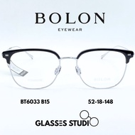BOLON BT6033 Eyeglass Frames (Black Silver Clear Gray) 52-18-148