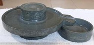 石磨(1)~青斗石~龍鳳雕刻~表面拋光~4件組合式~懷舊.擺飾.茶盤