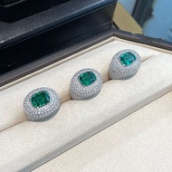 [ 3.2 ct Lab Grown Emerald 18K/S ]- ( Emerald Colombia) FL-IF-VVS1-Color D PREMIUM natural Diamond S