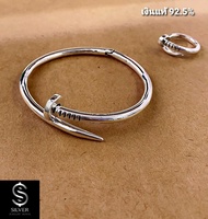 กำไลข้อมือผู้ชาย กำไลแบบตะปู เงินแท้92.5% [น้ำหนัก 39 g.]  Sterling silver bracelet
