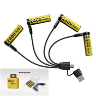 Nitecore NH2400 2400mAh USB-C Rechargeable AA Battery 4-Pack
