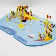 Big Wooden Map of The World National Flags educational toy set for kids