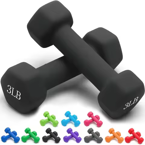 Neoprene Dumbbells Set of 2, Hex Shape Anti-Slip Design, 1-15 LB Weights with 10 Color Options for H
