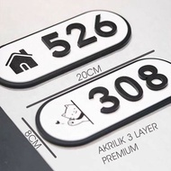 ACRYLIC ROOM NUMBER SIGN ROOM NUMBER/ PREMIUM HOUSE NUMBER 3 LAYER 3D