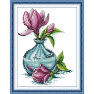 Joy Sunday Stamped Cross Stitch Ktis DMC Threads Chinese Cross Stitch Set DIY Needlework Embroidery Kit-Magnolia Vase