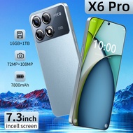 Original Brand New Smartphone X6 Pro | 7.3-inch Big Screen | Memory 16GB+1TB | Android 5G Handphone 