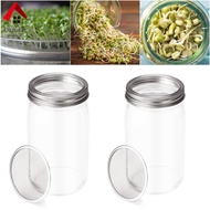 Seed Sprouting Jar Kit with 2 Wide Mouth Mason Jars Bean Sprouts Growing Kit with Stainless Steel Sc
