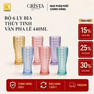 SET OF 6 HIGH QUALITY CRISTA HOME 440ML CRYSTAL TEXTURED GLASS BEER - GENUINE BEER-WATER-COCKTAIL CU
