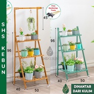 Wooden Rack Foldable Rack 3 Layer Plant Rack Outdoor Flower Rack Rak Kayu Rak Pasu Bunga Bertingkat 