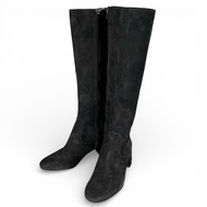 全新未使用 ▲ COACH FG2912 TONI SDE BOOT 黑色麂皮長靴，附Logo五金配件，6.5碼，女款，附鞋盒