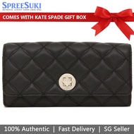 Kate Spade Wallet In Gift Box Long Wallet Tinsel Boxed Large Turn Lock Wallet Black # KA191
