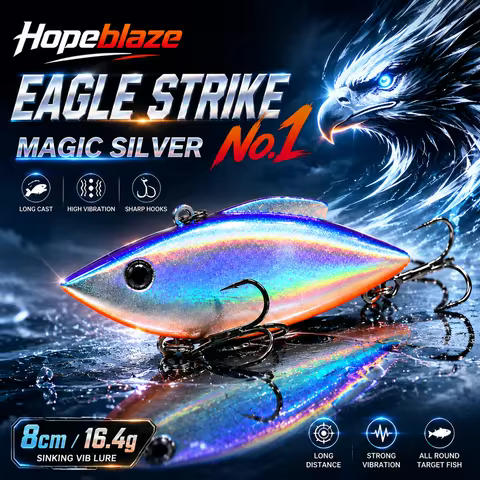 Hopeblaze Eagle Strike No.1 Sinking VIB Hard Bait 8cm 16.4g Rattle Vibrating Fishing Lure Double Tre