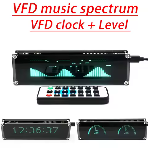 VFD Audio Spectrum Analyzer VFD CLOCK Display VFD Sound Level VU Meter MIC Pickup rhythm Atmosphere